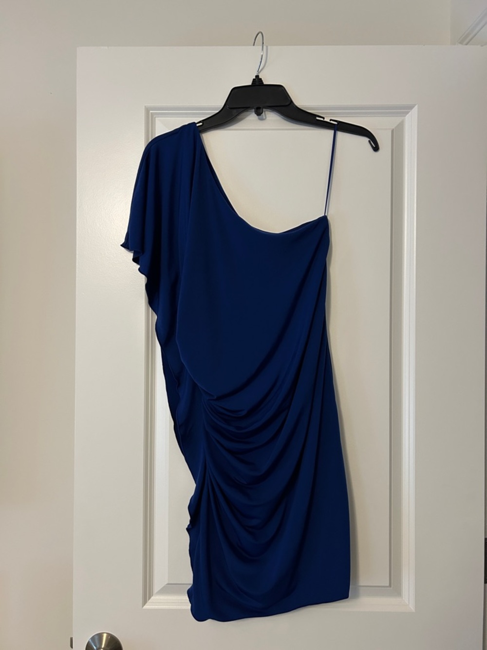 Express Blue Draped One-Shoulder Dress